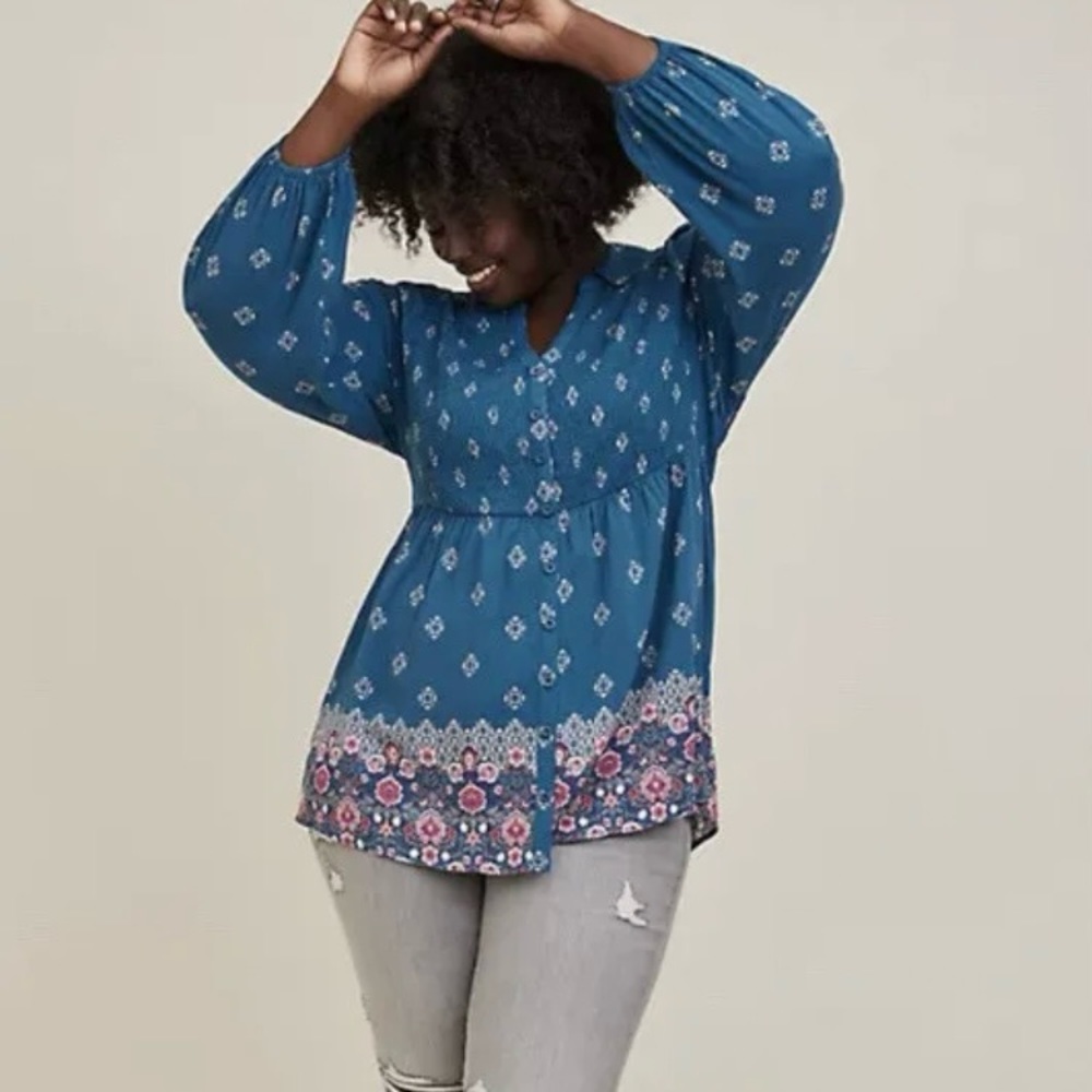 NWT Baby Doll Smocked Long Sleeve Top, 1X